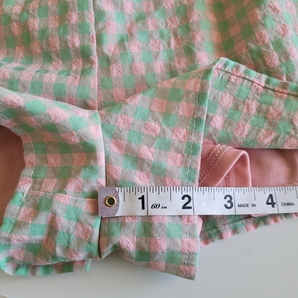 one clothing Pink and Green Gingham Tie-Shoulder Romper - Picture 10 of 14